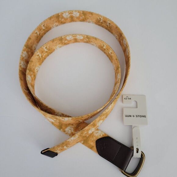 Sun + Stone Men's Geo D-Ring Web Belt With Faux-leather Trim - Picture 2 of 2